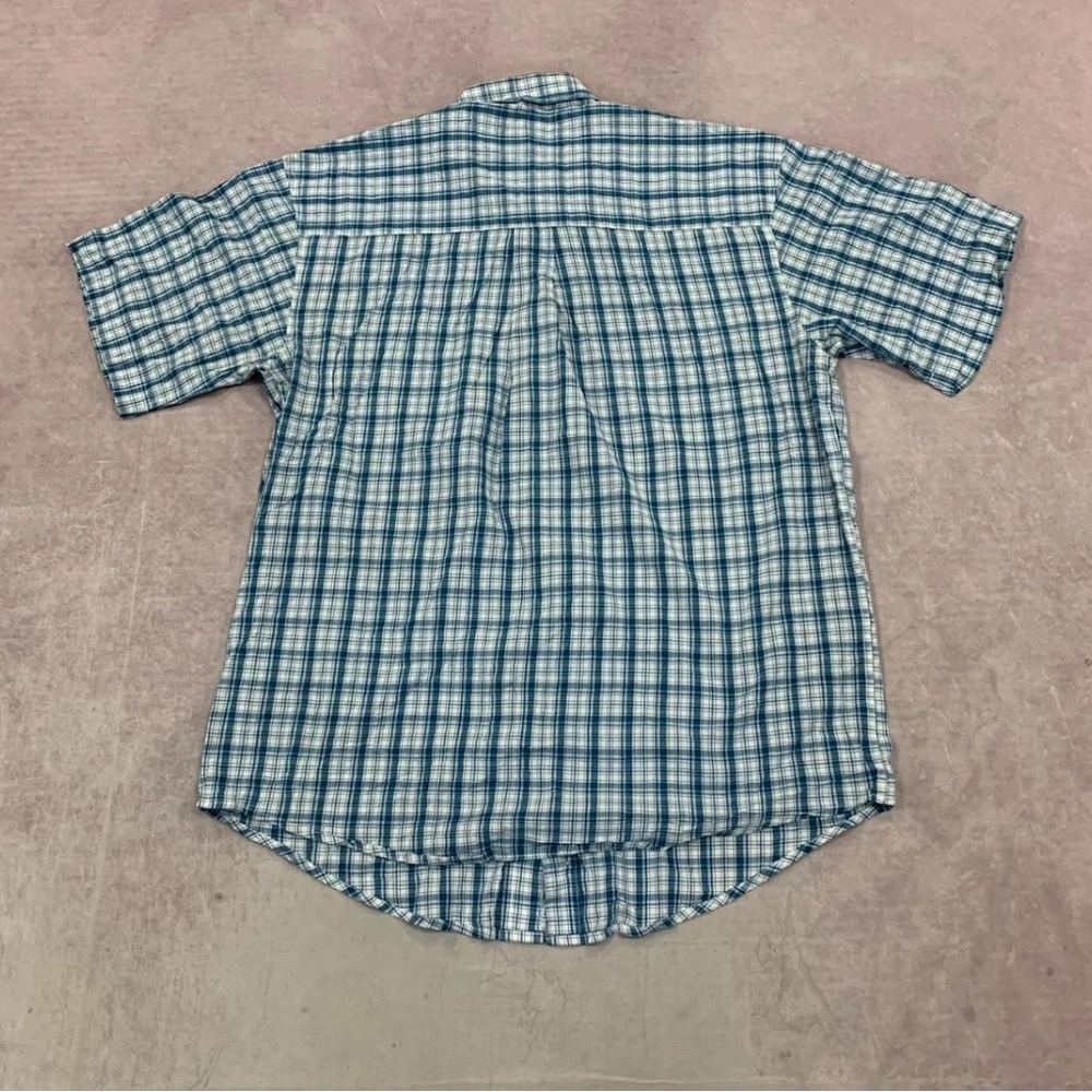 Wrangler Blue and White Casual Button Down Shirt with Classic Plaid - Picture 2 of 8